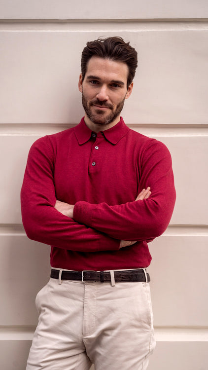 Alan Paine Knitwear Merino Wool Polo Shirt