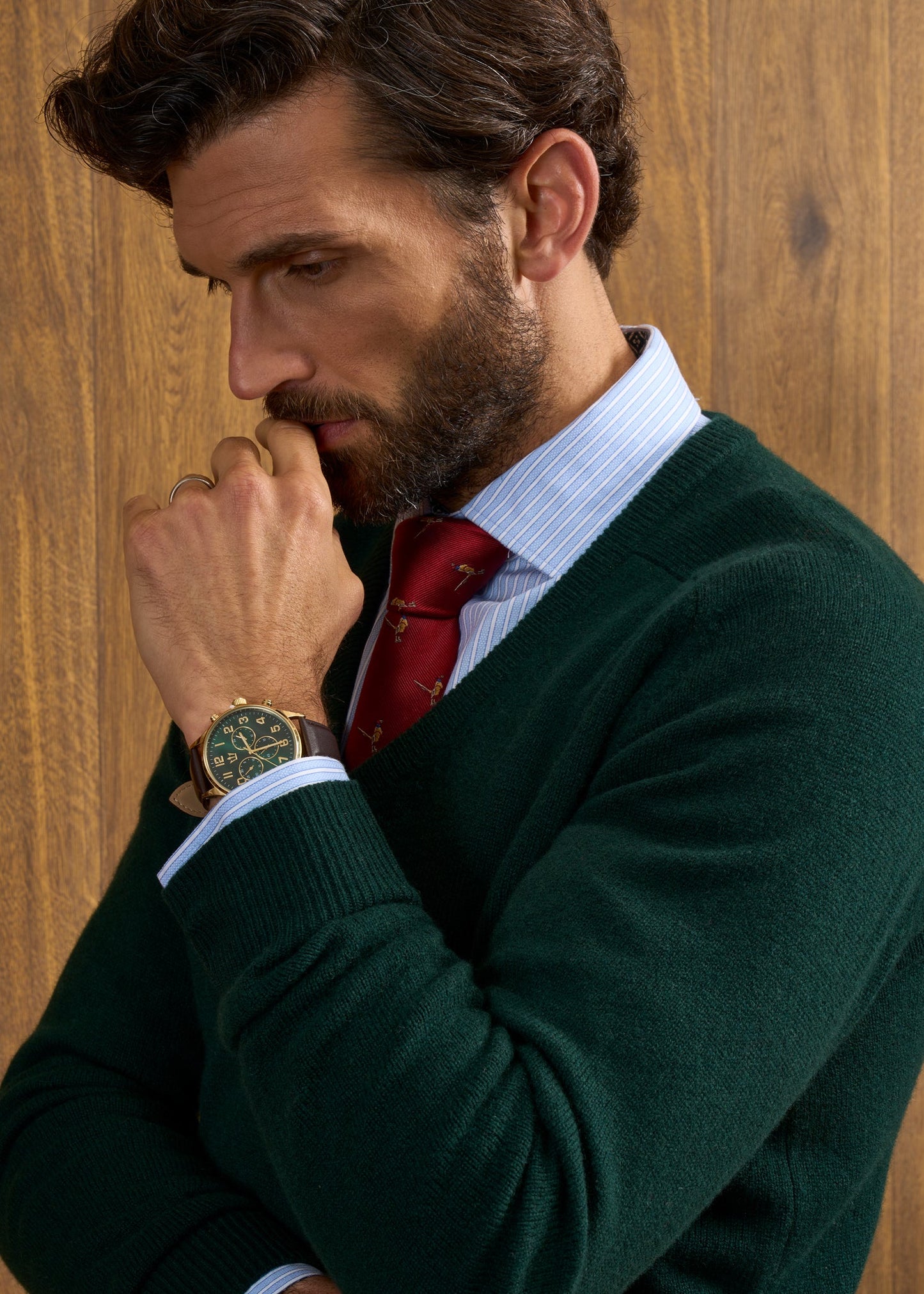 Hampshire Lambswool Jumper in Tartan Green