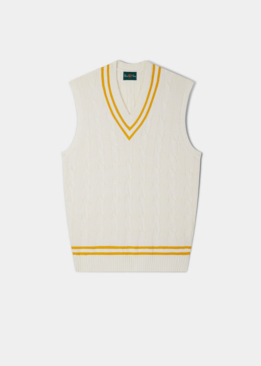 Cotton Cricket Vest In Ecru and Gold