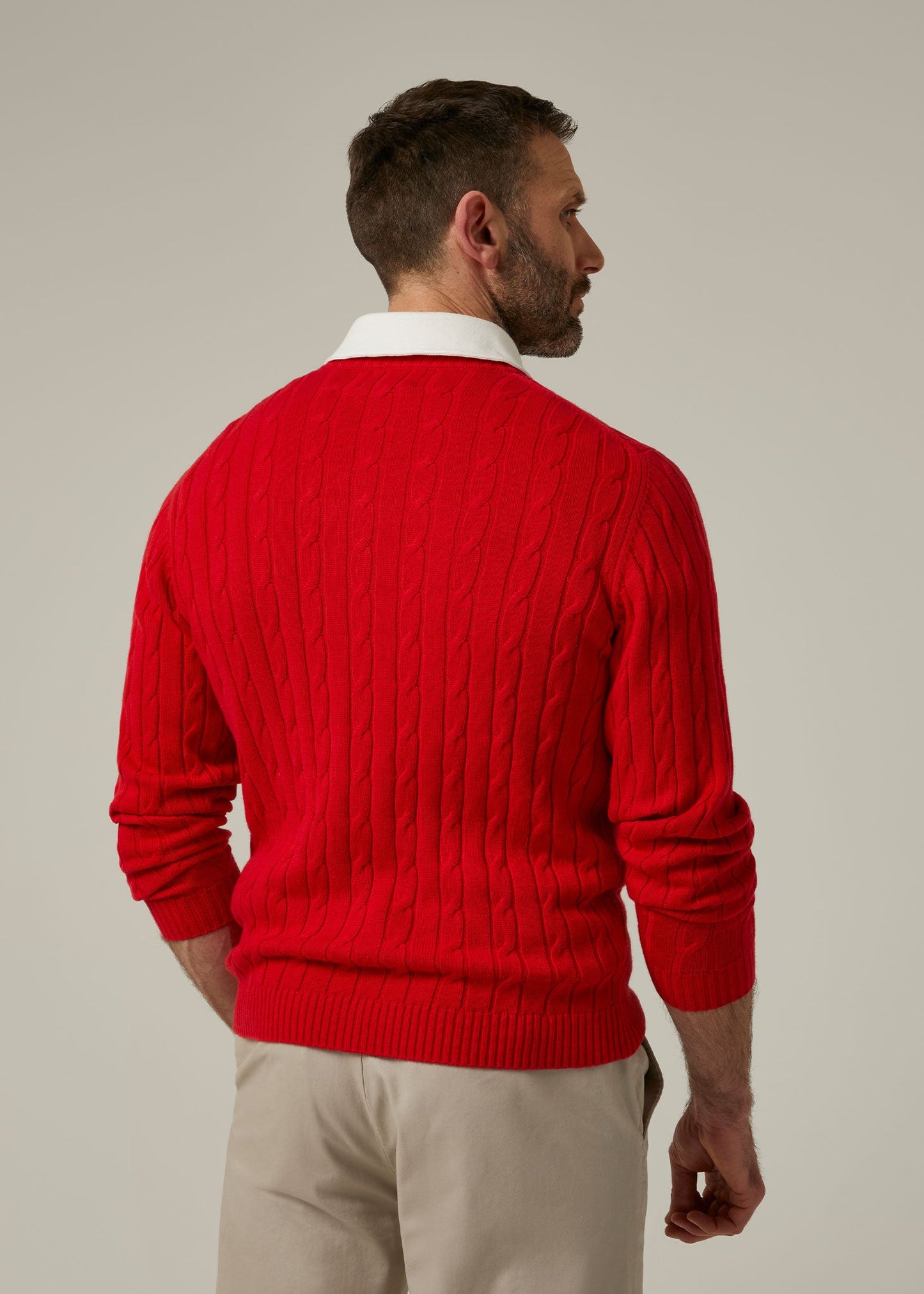 Honley Cotton Cashmere Cable Knit Jumper In Rosso