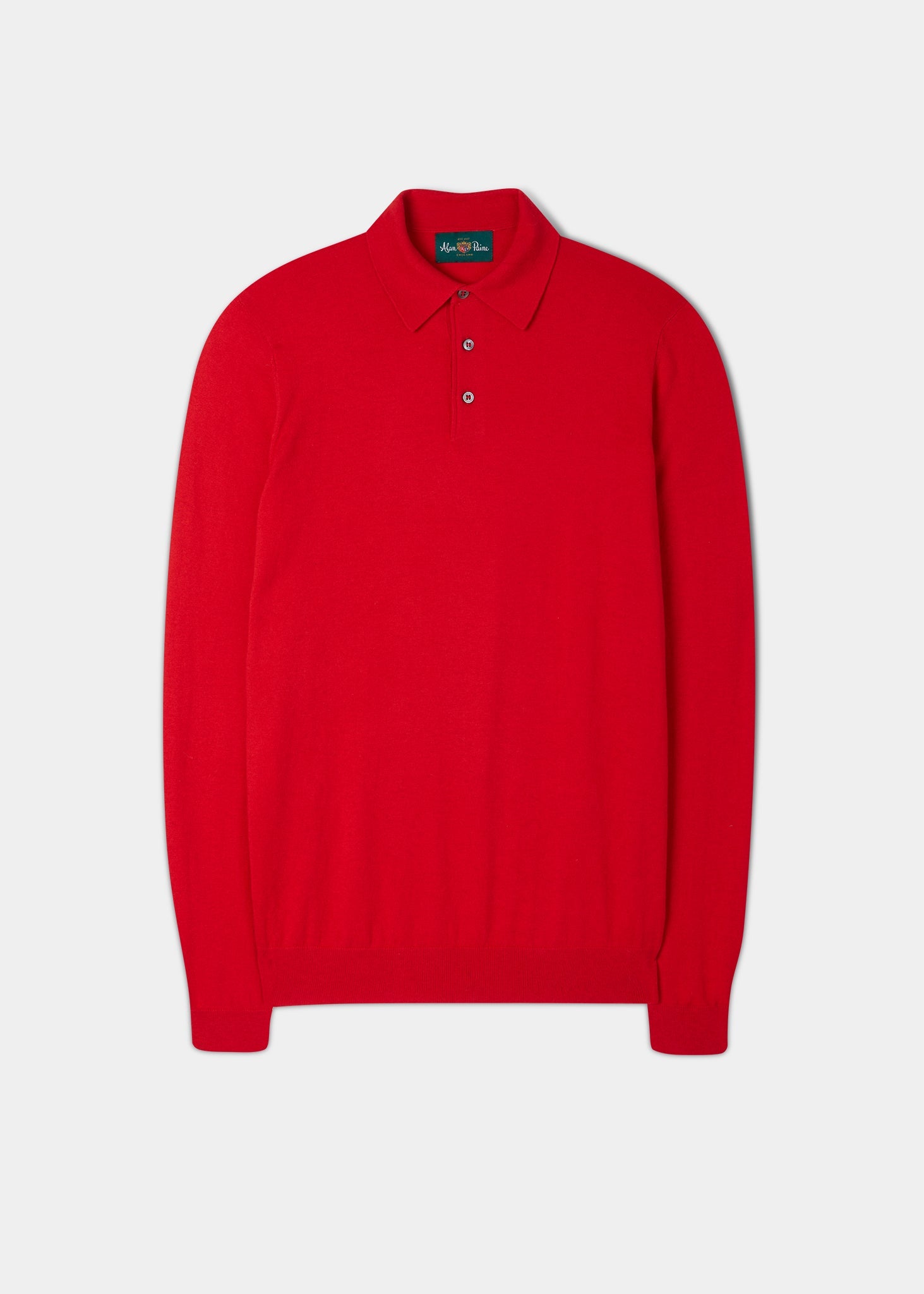 Pentlow Luxury Cotton Long Sleeve Polo Shirt In Rosso
