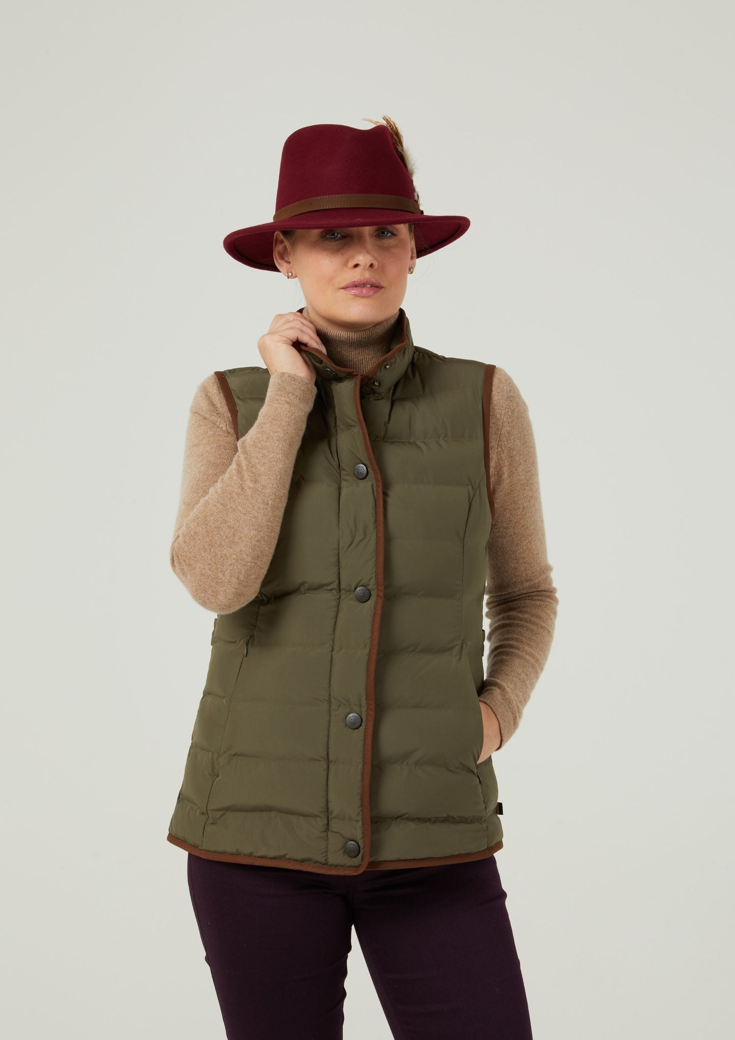 Calsall Ladies Quilted Gilet In Olive