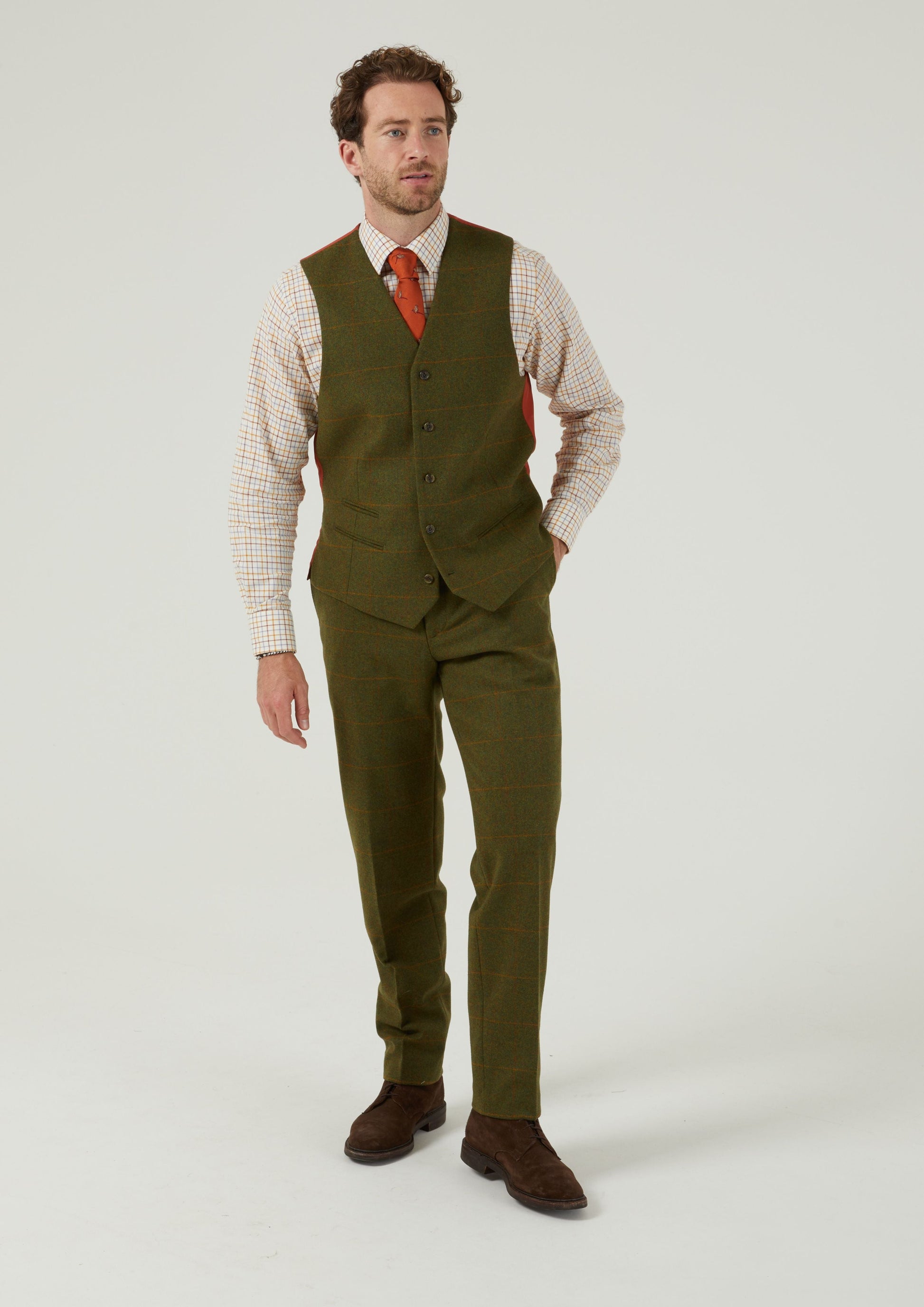 Combrook Men's Tweed Lined-Back Waistcoat In Maple