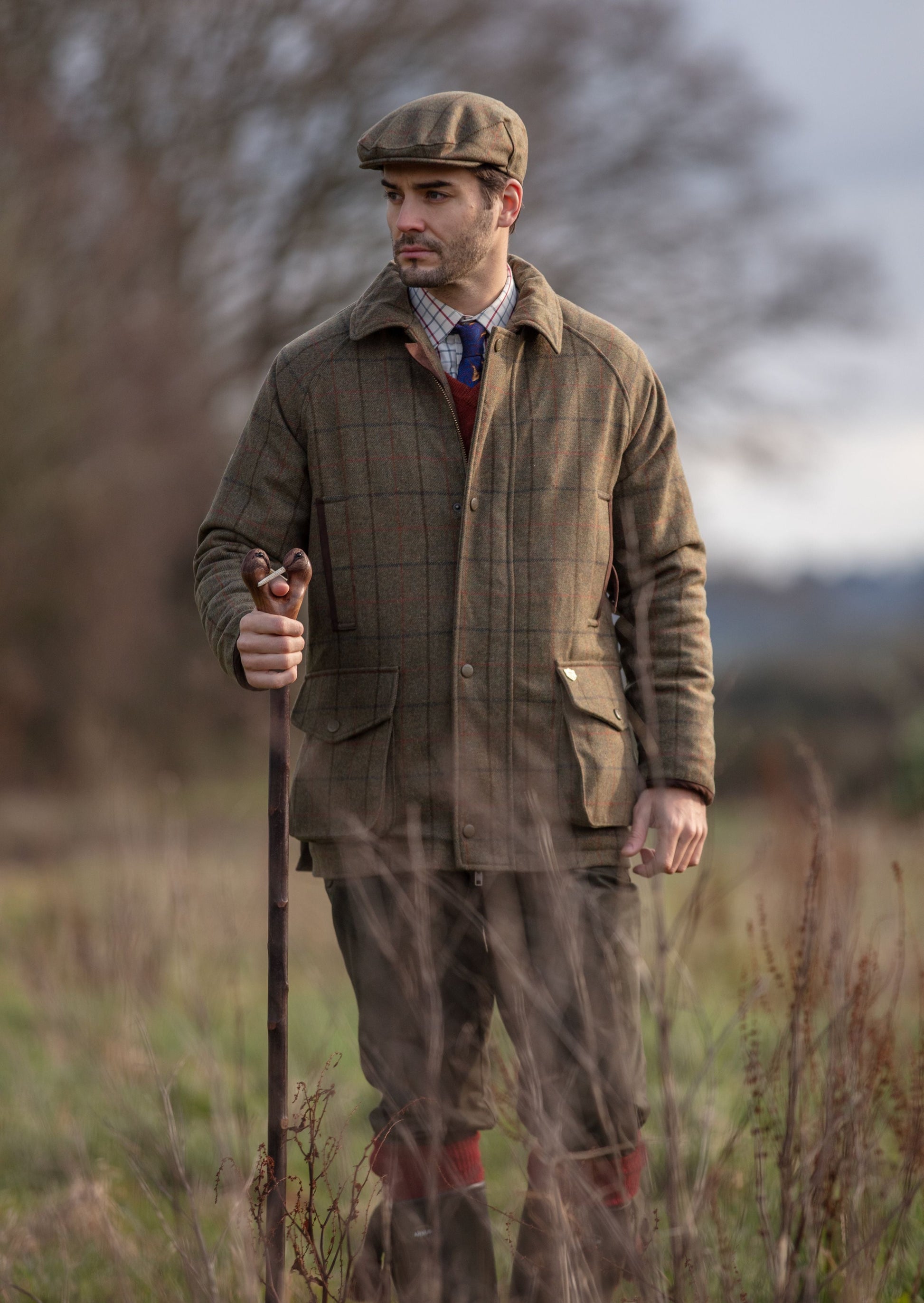 Combrook Men's Waterproof Tweed Coat In Thyme
