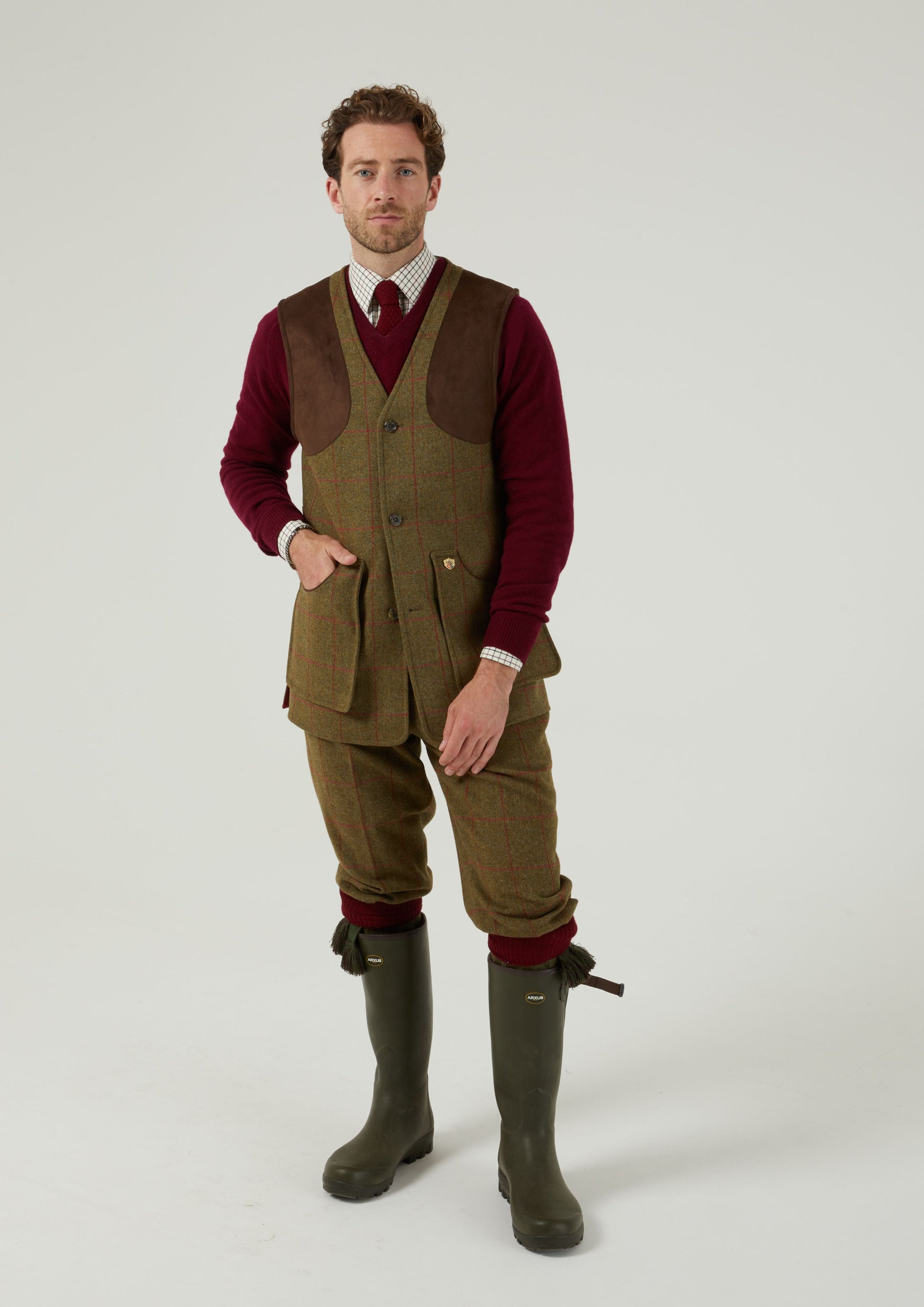 Combrook Men's Tweed Shooting Vest in Sage