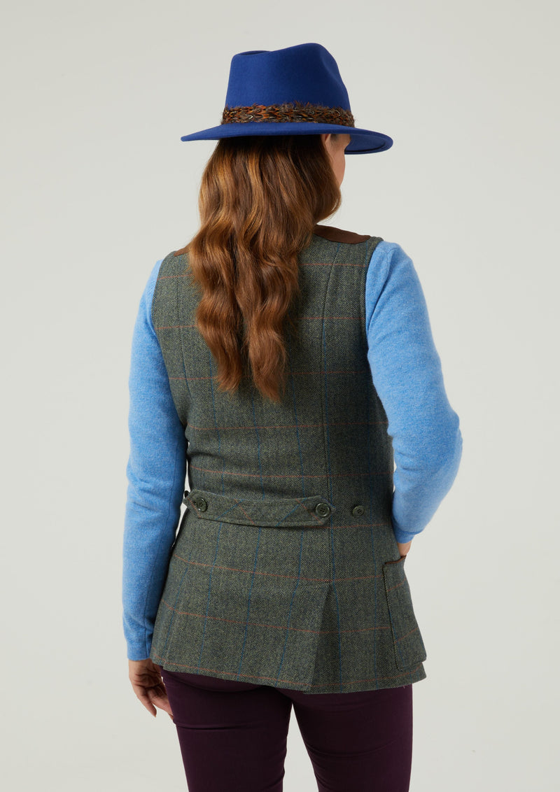 Combrook Ladies Tweed Shooting Vest In Spruce