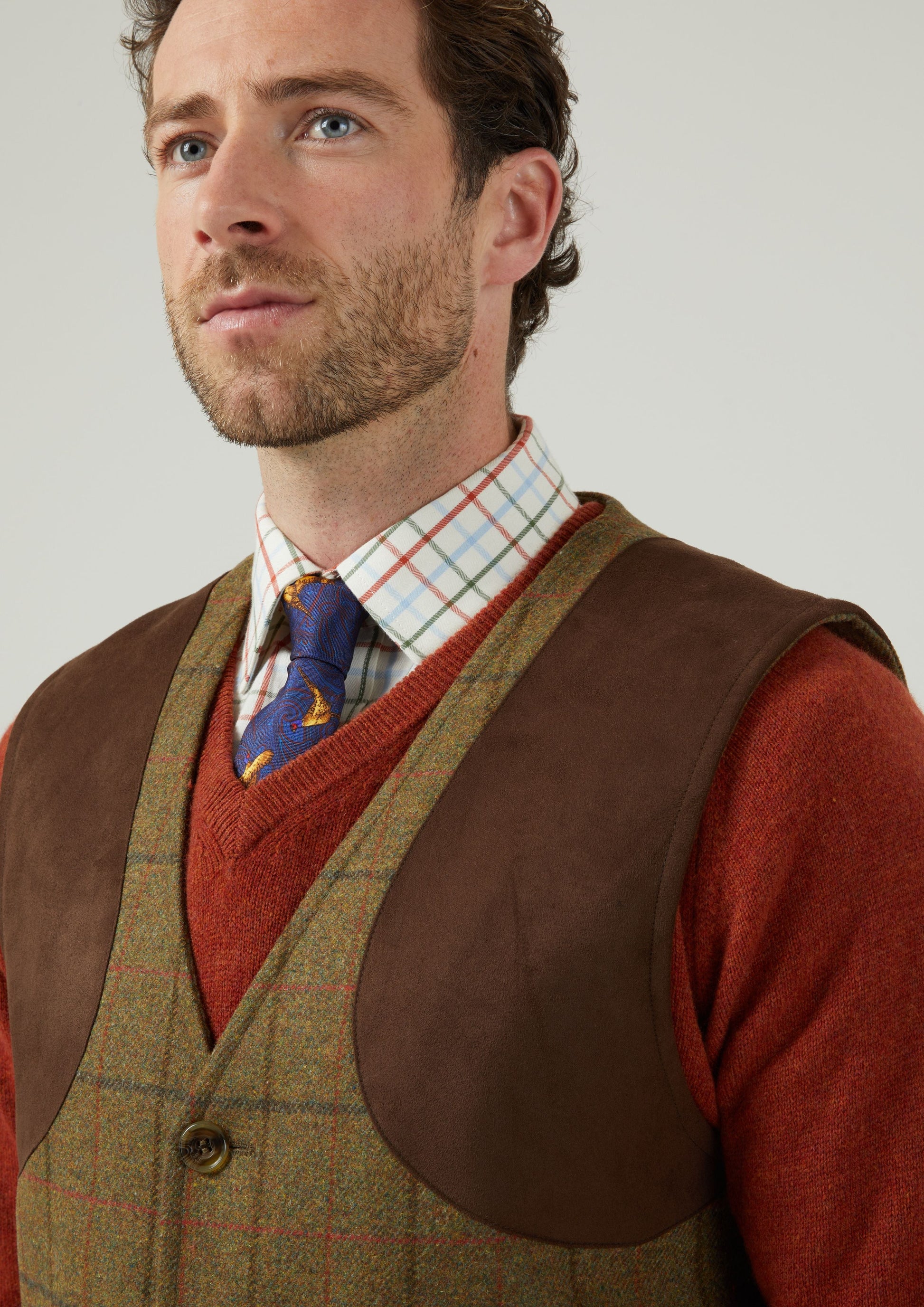 Combrook Men's Tweed Shooting Waistcoat in Thyme 