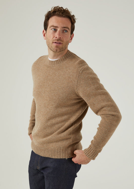 Kinnadie Supersoft Shetland Jumper In Pale Oak