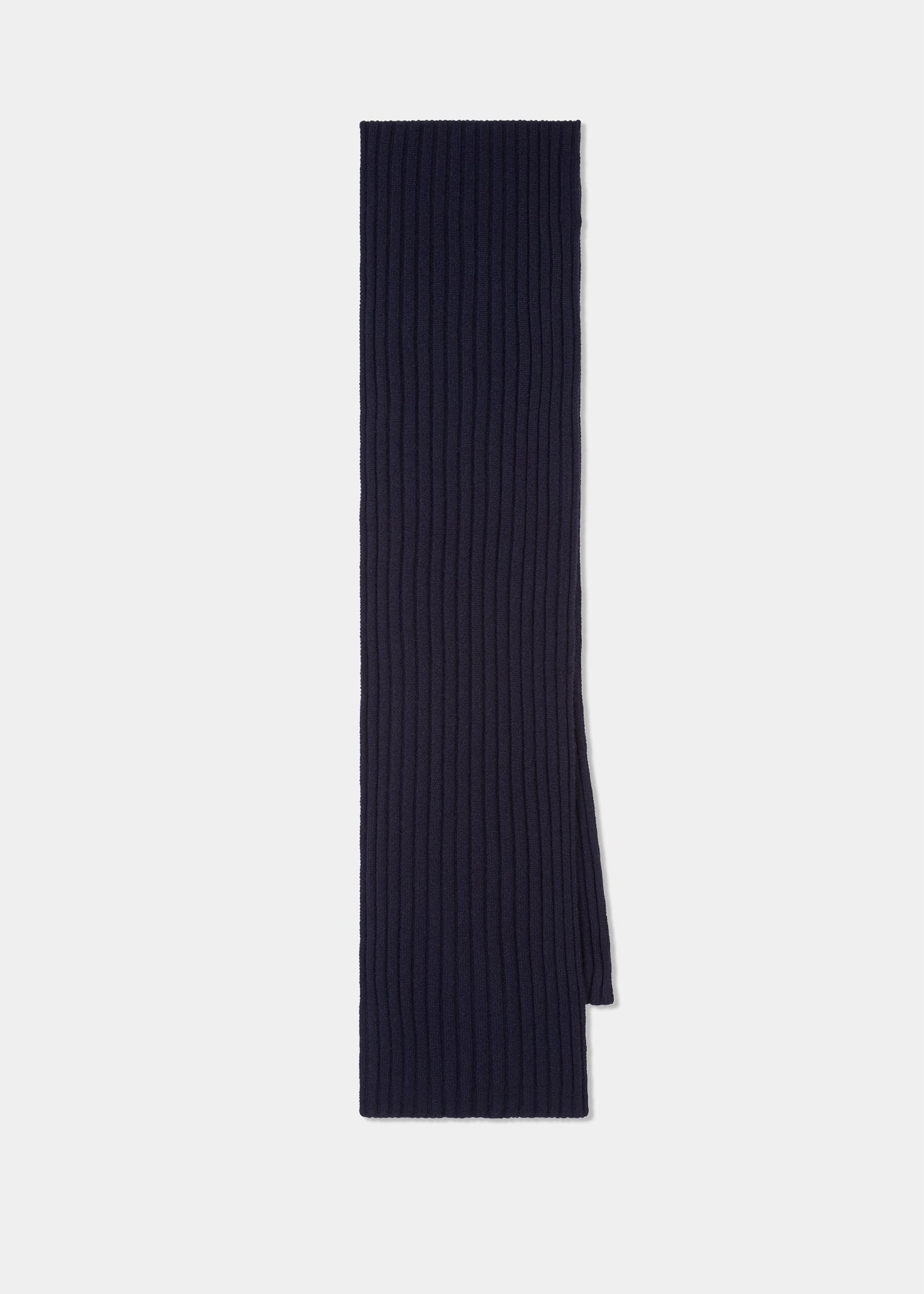 Men's Long Length Ribbed Cashmere Scarf In Navy