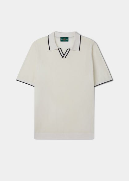 Portloe Short Sleeve Open Placket Shirt In Ecru