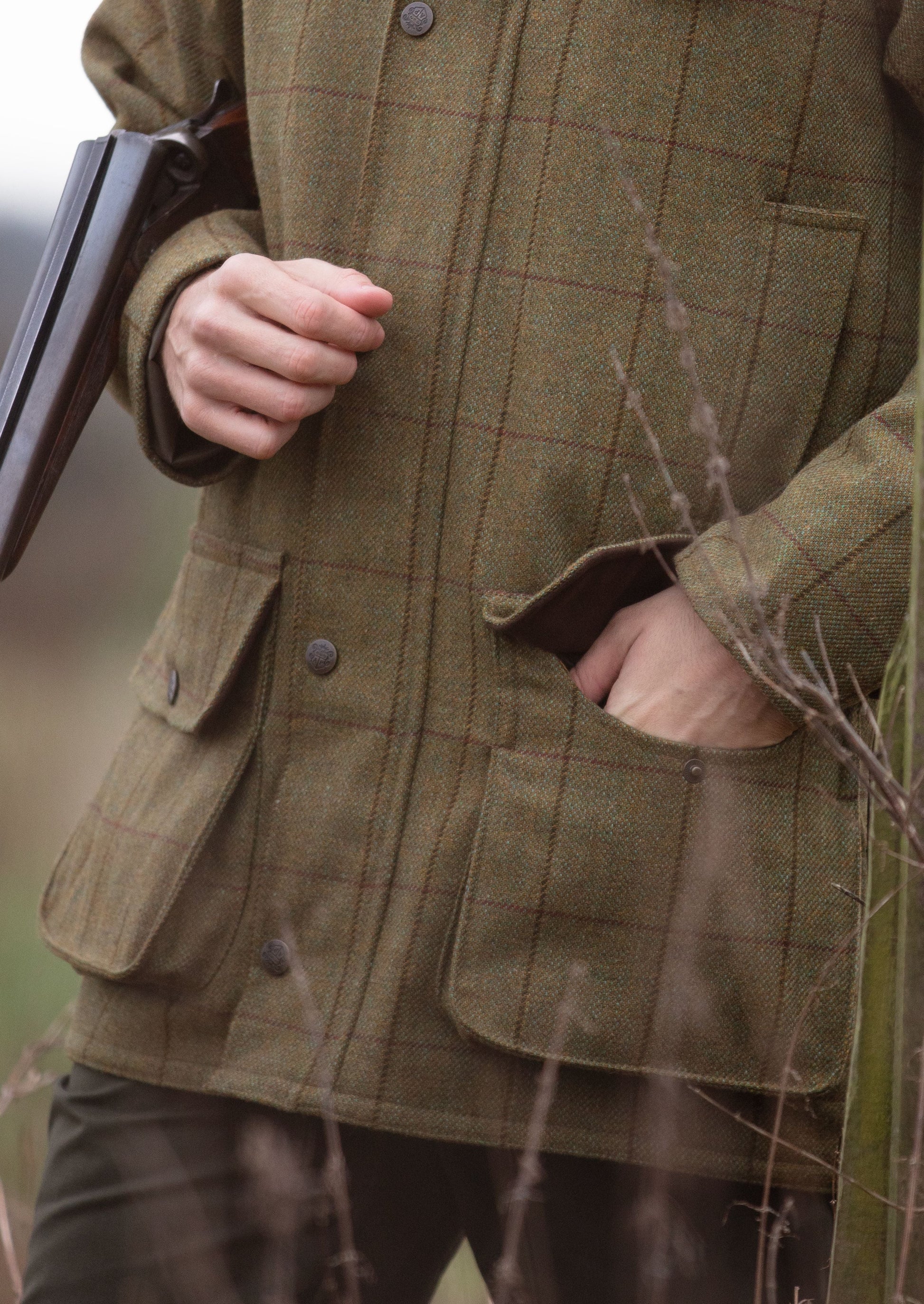 Rutland Tweed Shooting Coat In Lichen