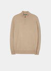 Hanbury Cashmere Zipped Mock Neck Sweater in Linen - Regular Fit