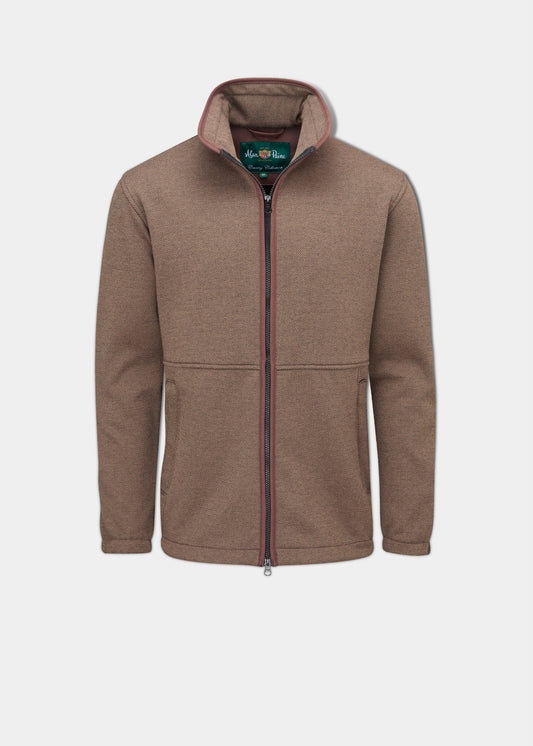 Aylsham Men's Fleece Jacket In Brown Herringbone 