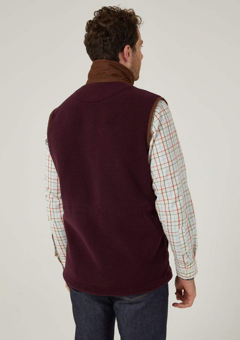 Aylsham Men's Fleece Gilet In Merlot 