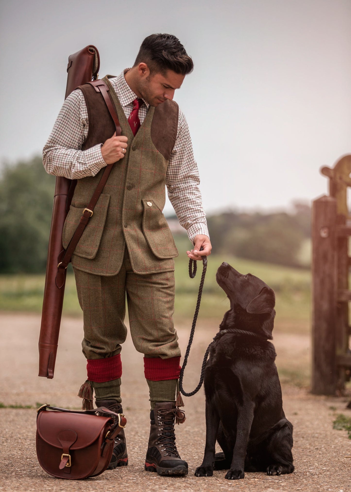 Combrook men's tweed shooting breeks in sage with matching shooting outfit
