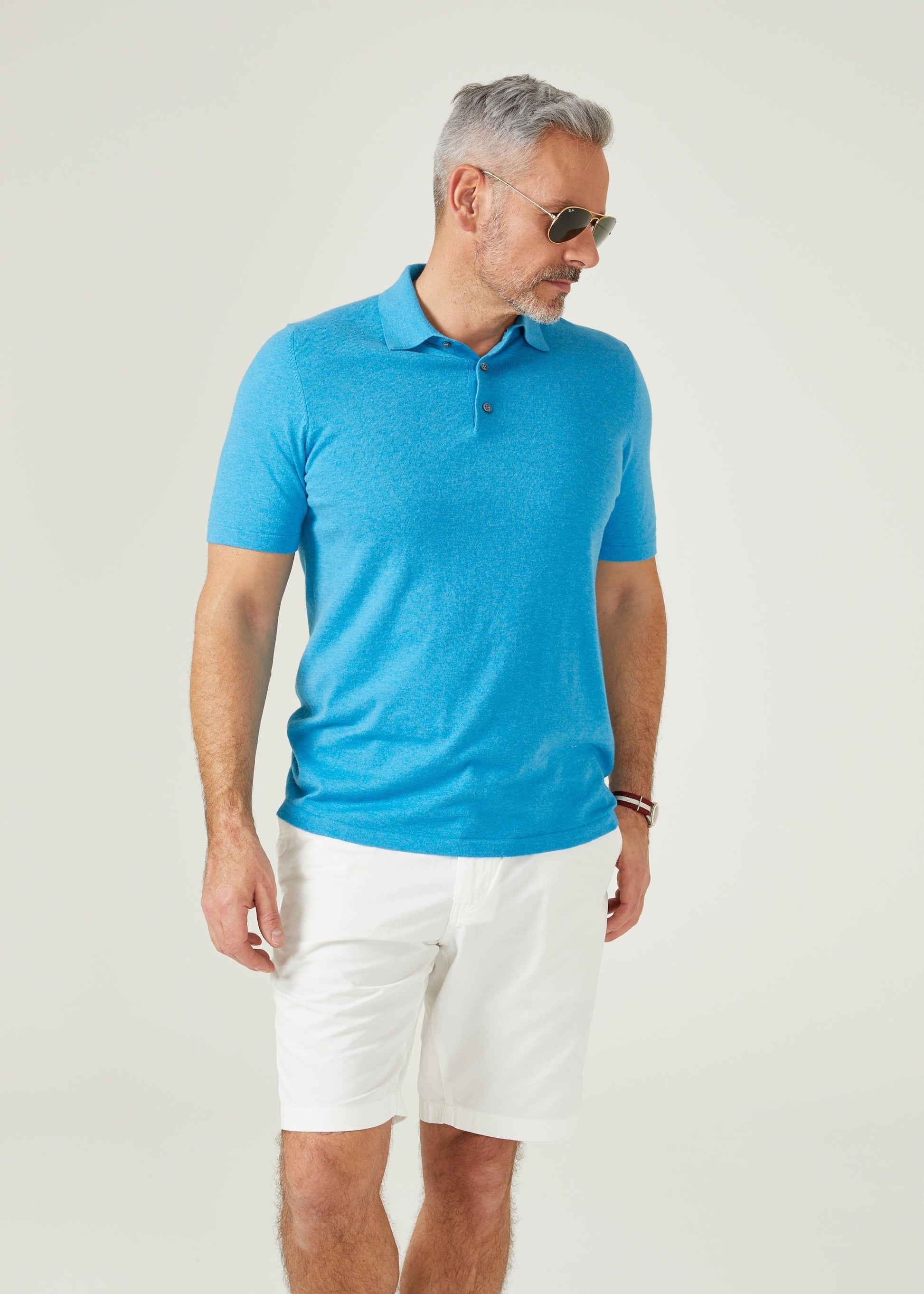 Men's luxury cotton short sleeve polo shirt in malibu
