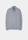 Hanbury Cashmere Zipped Mock Neck Jumper in Light Grey Mix