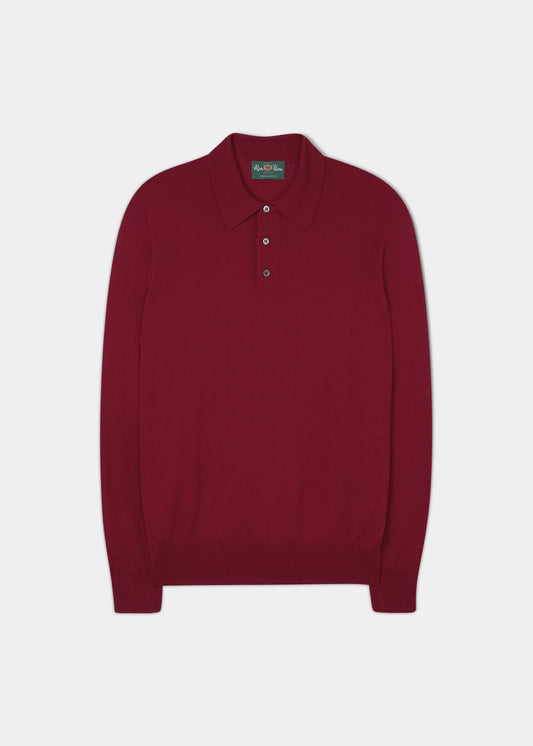 Hindhead Men's Merino Wool Polo Shirt in Red