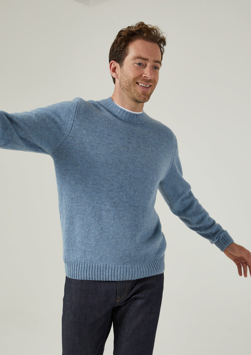 Shetland Crew Neck Jumper Mens - Grey