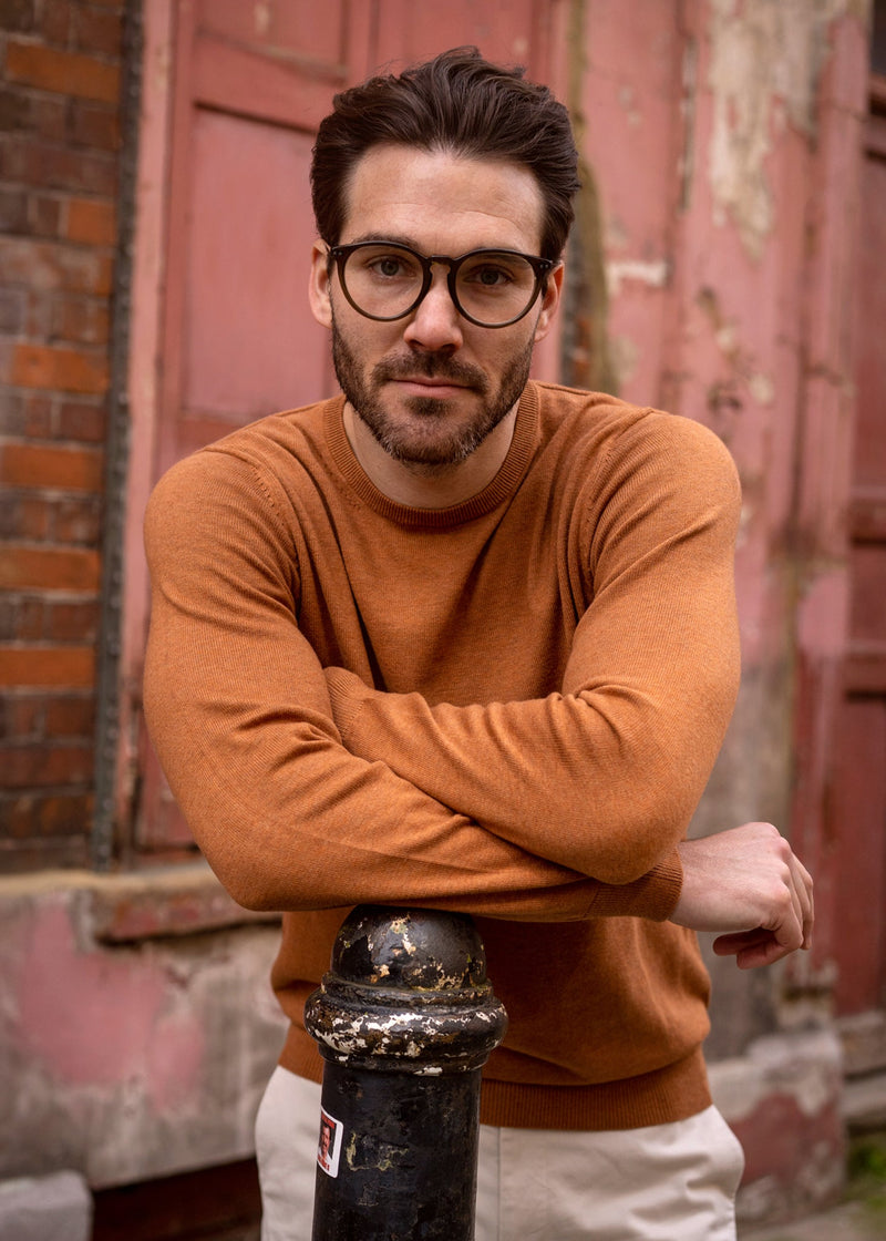 Leysmill Cotton Cashmere Jumper In Caramel