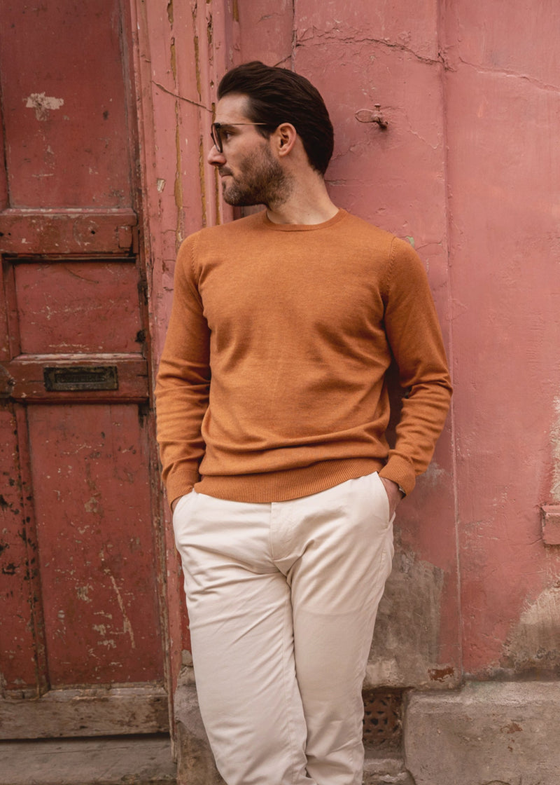 Leysmill Cotton Cashmere Jumper In Caramel
