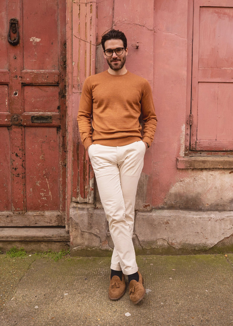 Leysmill Cotton Cashmere Jumper In Caramel