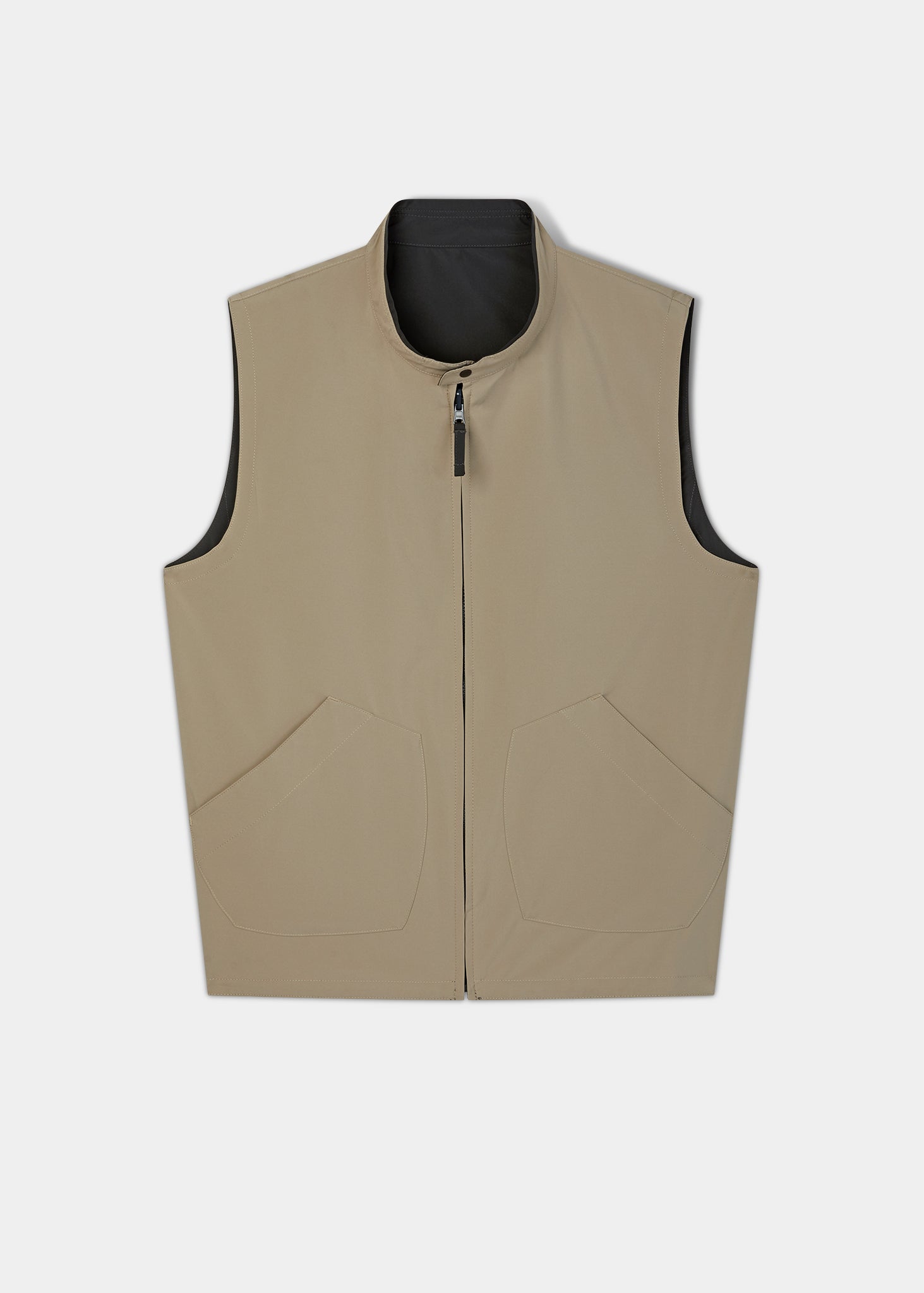 Lettoch Reversible Lightweight Summer Gilet In Khaki and Beige