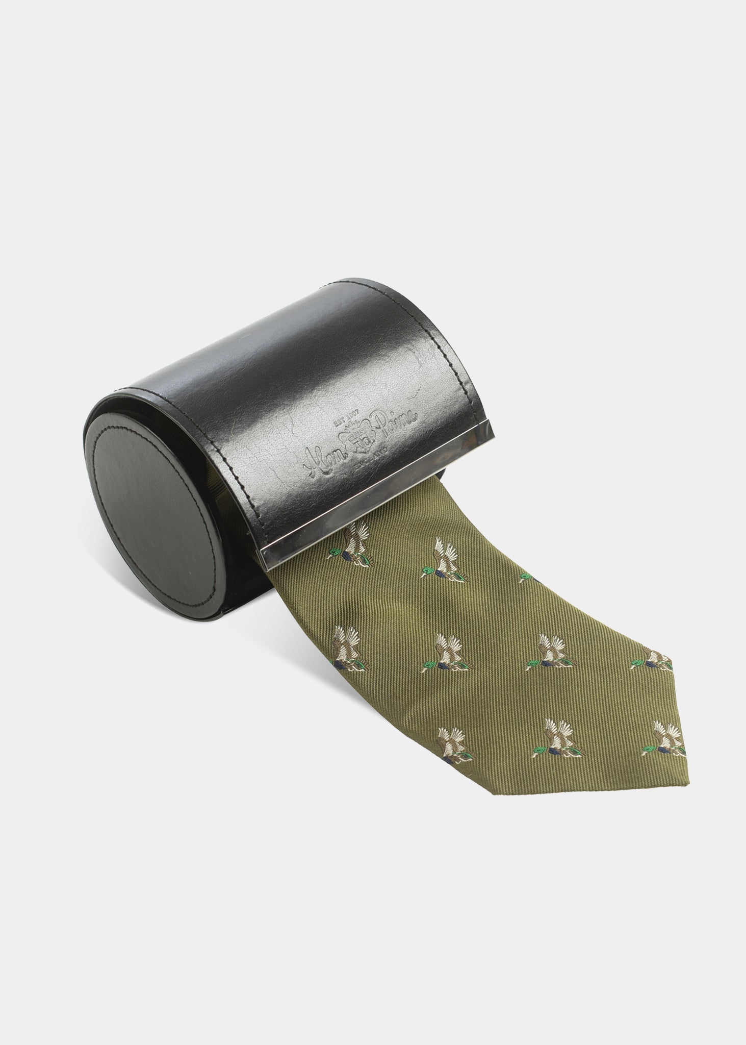 mens-ripon-silk-country-tie-duck-design-olive