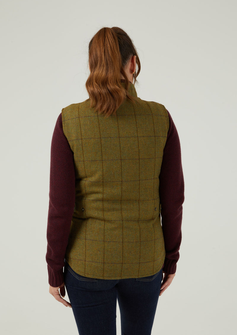 Rutland Ladies Tweed Vest In Lichen