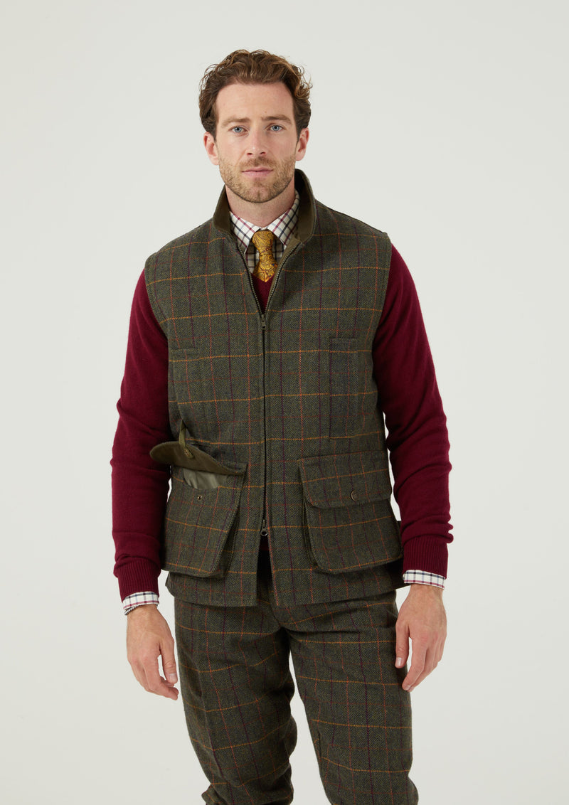 Rutland Men's Tweed Waistcoat In Fern 
